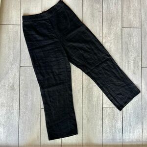 monday swimwear hamptons black high waist tailored fit crop linen pants small